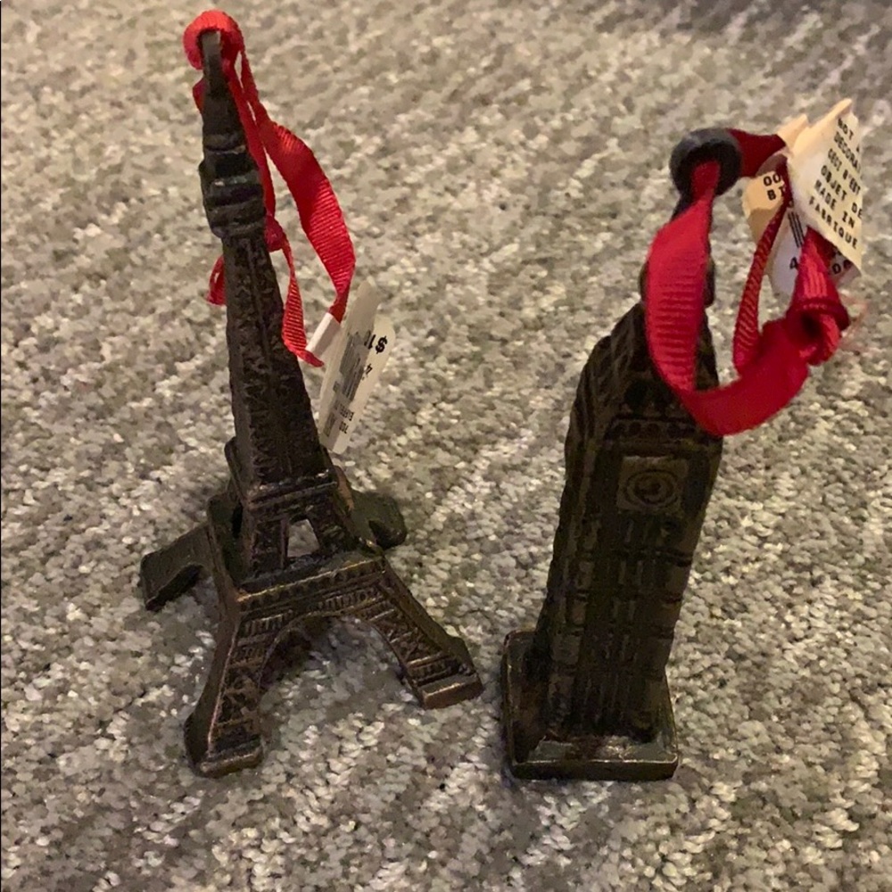 Big Ben and Eiffel Tower Ornaments